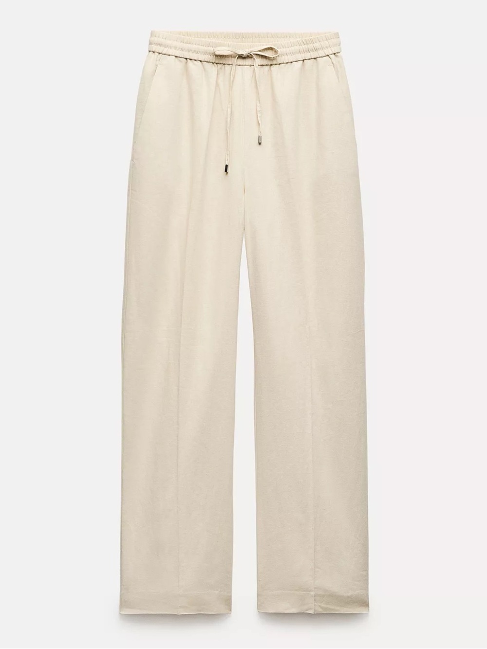 Zara Linen Blend Straight Pants in Light Sand Size XS